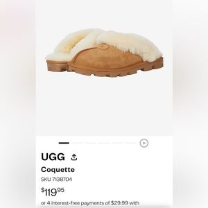 UGG Coquette Slippers size 8